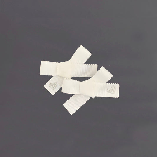 Ribbon Bow Clip Set - white